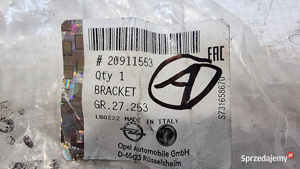 ŚLIZG WSPORNIK MOCOWANIE LAMPY LEWEJ Opel osobowe sprzedam