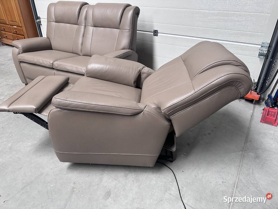Idealny skórzany komplet sofa i rozkładany