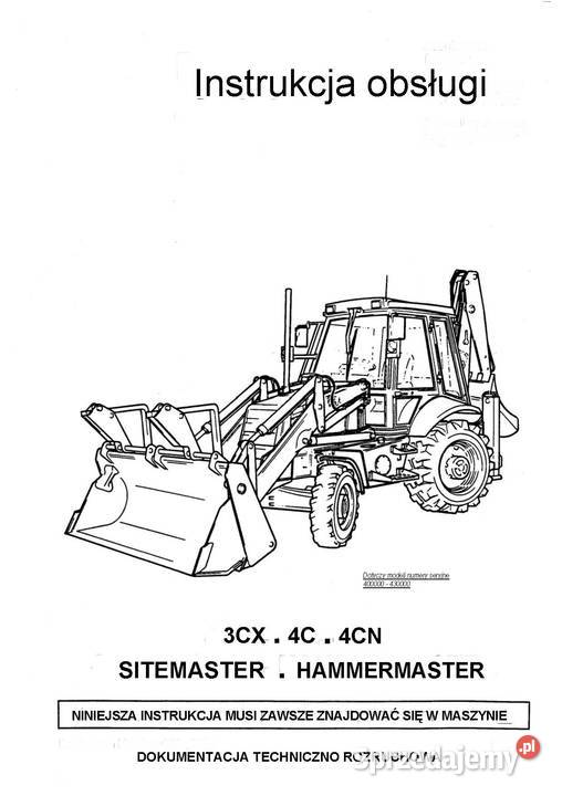 Instrukcja obsługi DTR JCB 3CX 4C 4CN koparko wielkopolskie Szamotuły