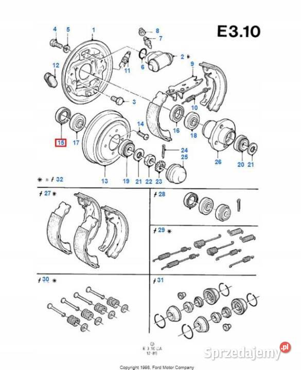 PIERŚCIEŃ USZCZELNIAJĄCY PIASTY TYŁ FORD ESCORT sprzedam