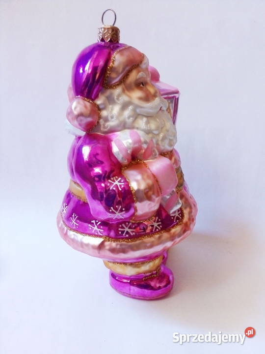 duża szklana bombka Święty Mikołaj vintage Częstochowa