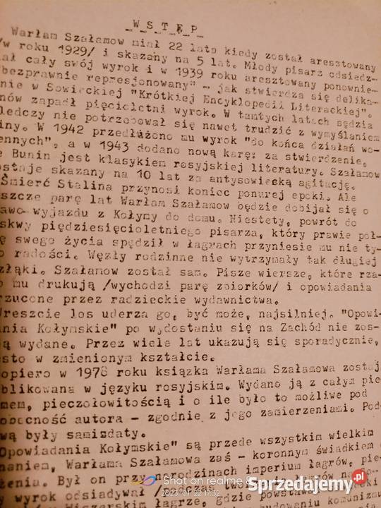 Opowiadania kołymskie Szałamow książki Warszawa mazowieckie