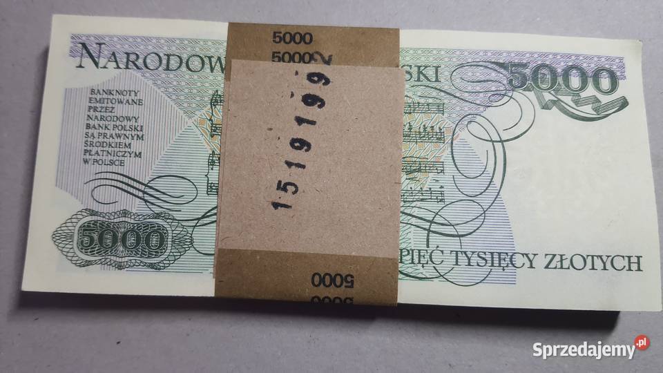 PACZKA 100 x 5000 złotych 1988 s EA UNC Warszawa
