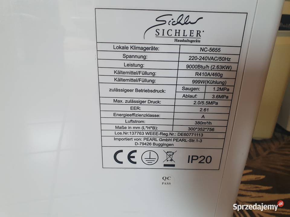 Klimatyzacja firmy Sichler model NC5655 Wilcza sprzedam