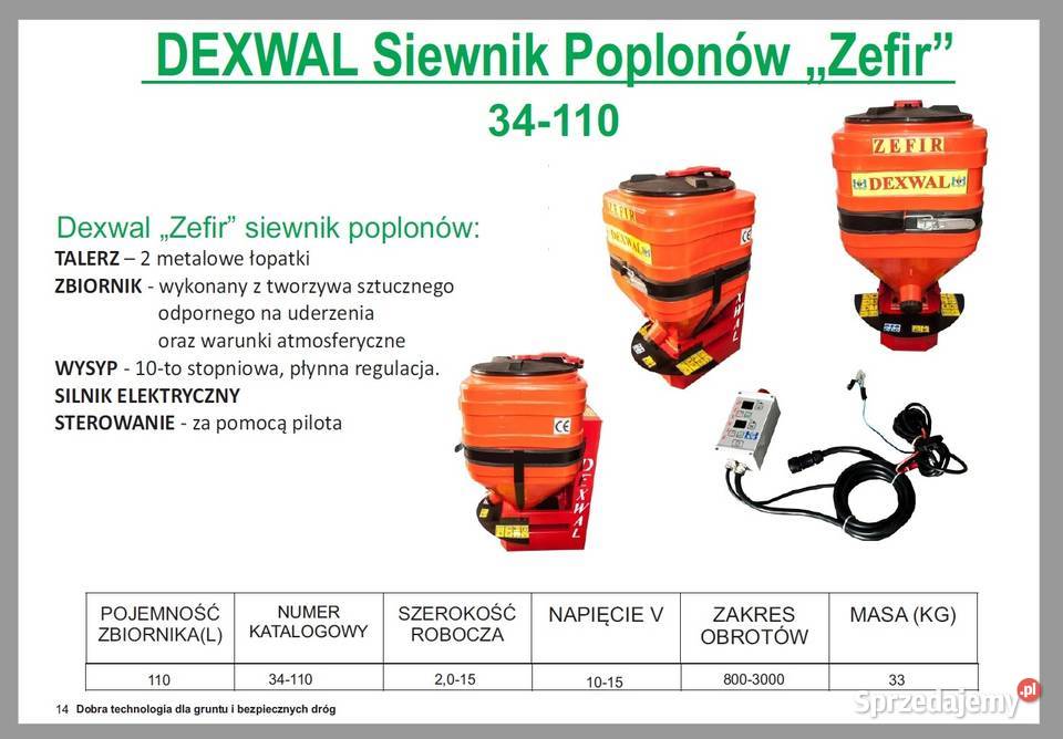 Rozsiewacz siewnik poplolunu Zefir 110 L Dexwal nieuszkodzony podkarpackie Żurawica
