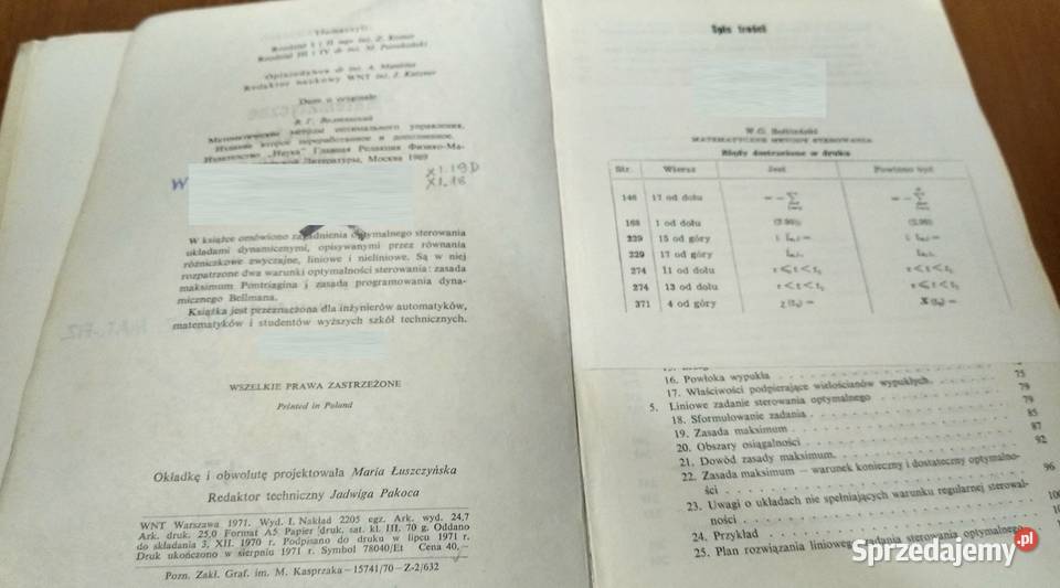 Matematyczne metody sterowania optymalnego W G Gdańsk
