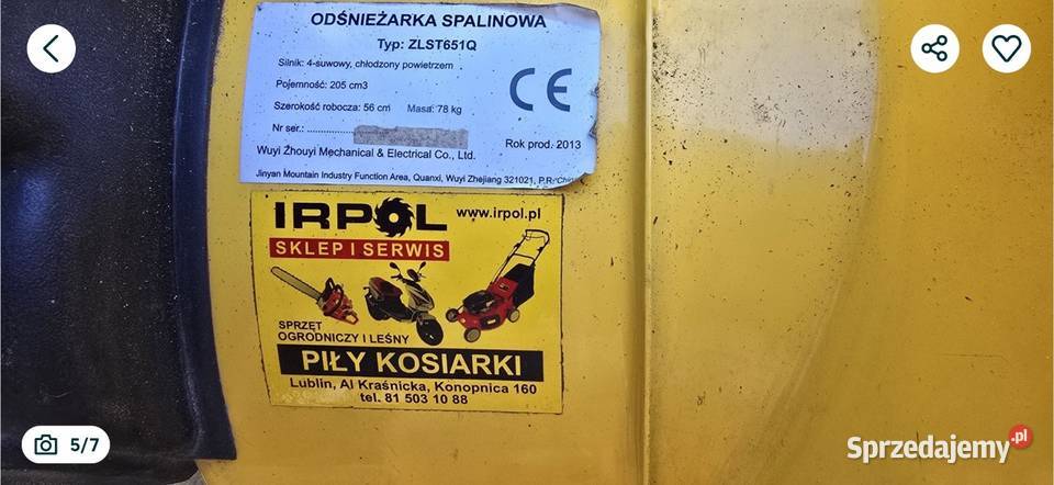 ODŚNIEŻARKA spalinowa Hortmasz 65kW 56 ZLST651Q lubelskie Lublin