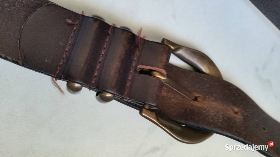 Skorzany pasek z metalowa klamra 4cm Puławy