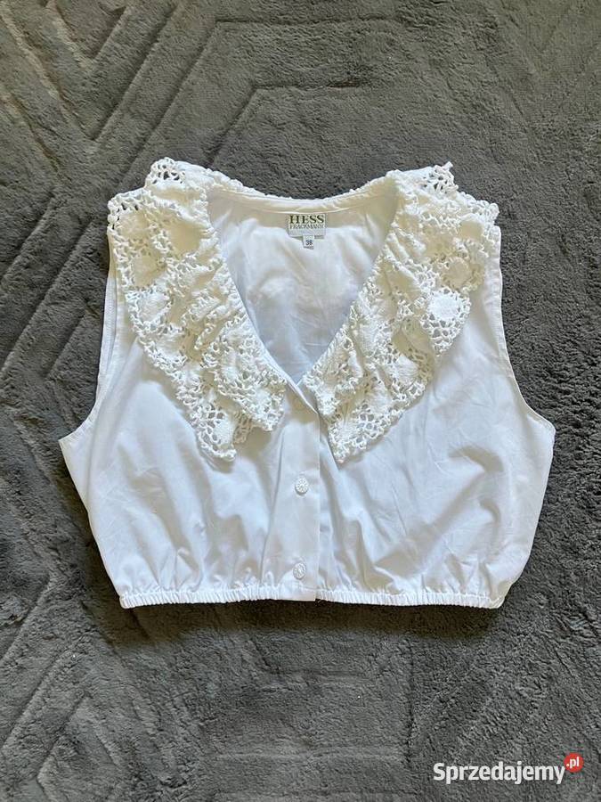 Nowa biała bluzka crop top Hess Frackmann z kołnierzykiem