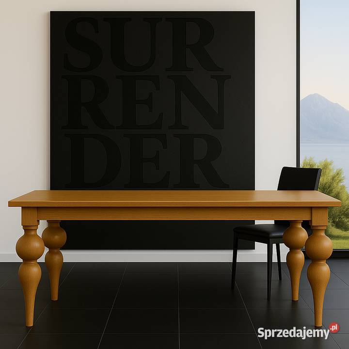 Stół biuro lity dąb frezowane nogi 240x90 Piaseczno