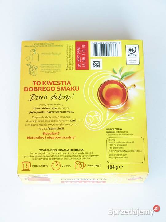 LIPTON Yellow Label 92 184 g Czarna herbata Kraków