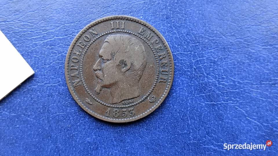 Stare monety 10 centym 1853 Francja Napoleon w Lesko