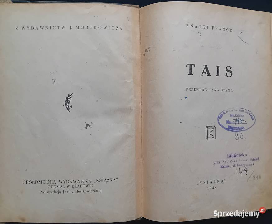 Anatol France Tais Sp Wyd Książka 1948 r wielkopolskie Koźminek