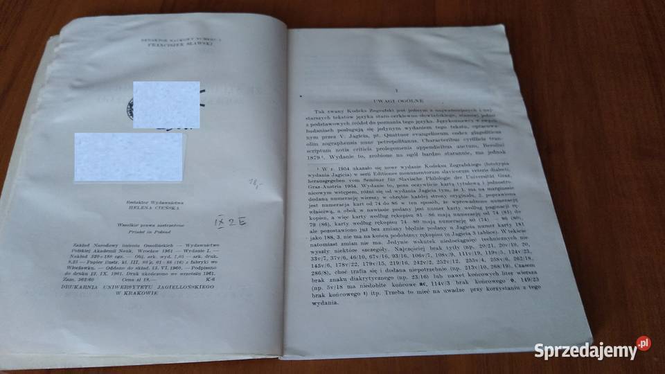 Ze studiów rękopisem Kodeksu Zografskiego Rok wydania 1961 Gdańsk