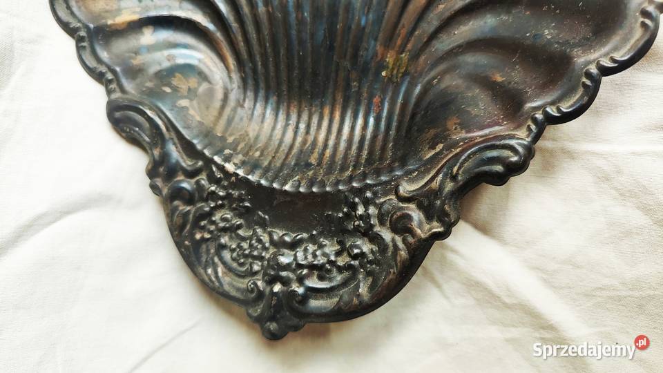 Piękna metalowa patera muszla secesja vintage pomorskie Gdańsk
