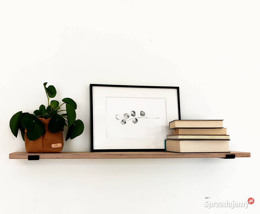 półka ze sklejki na wspornikach metalowych loft 20cm Szafy, regały, półki