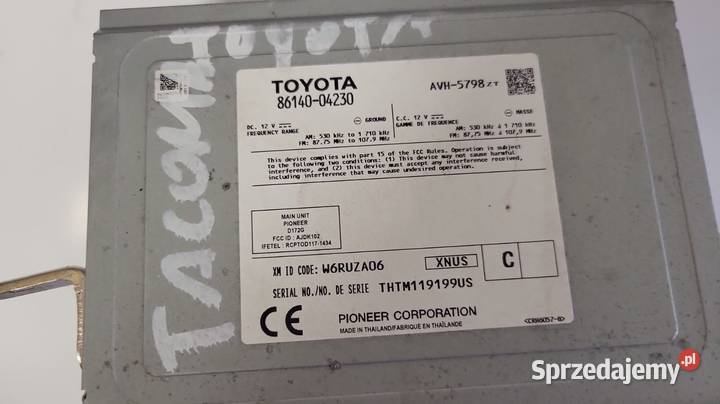 Toyota Tacoma TRD Nawigacja GPS Ekran dotykowy osobowe Sprzęt audio fabryczny Mojusz