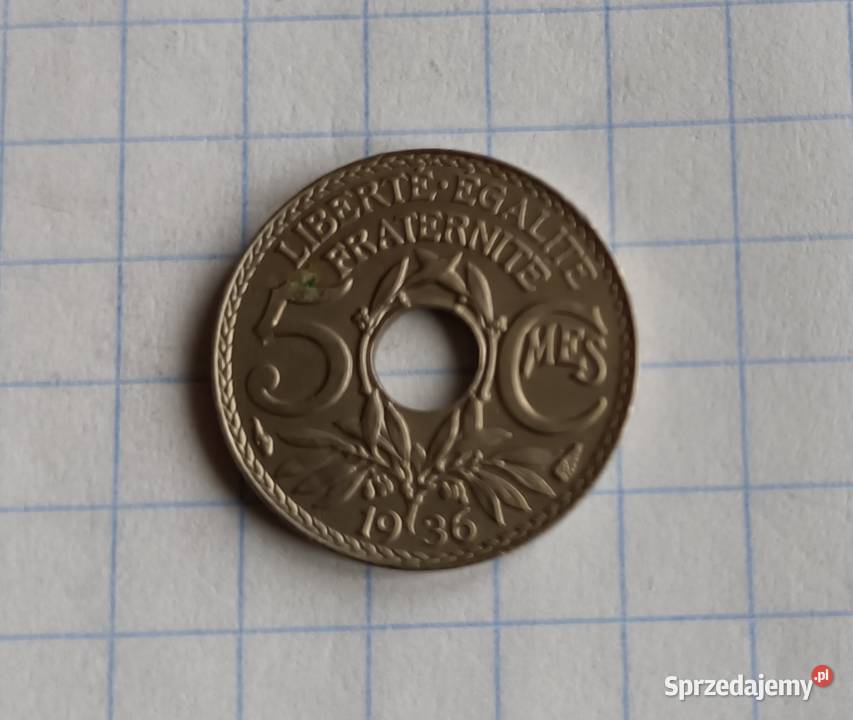 5 CENTIMES 5 CENTYMÓW 1936 FRANCJA Piszczac
