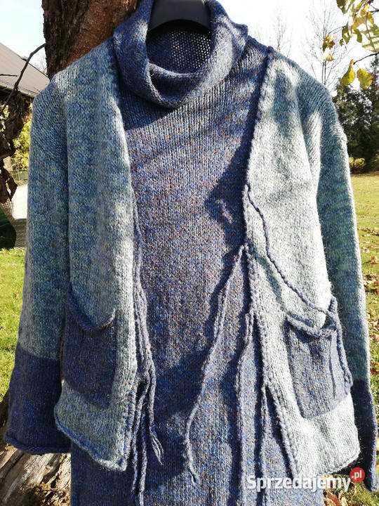 Bliźniak sukienka niebieska wykonana ręcznie Kraków