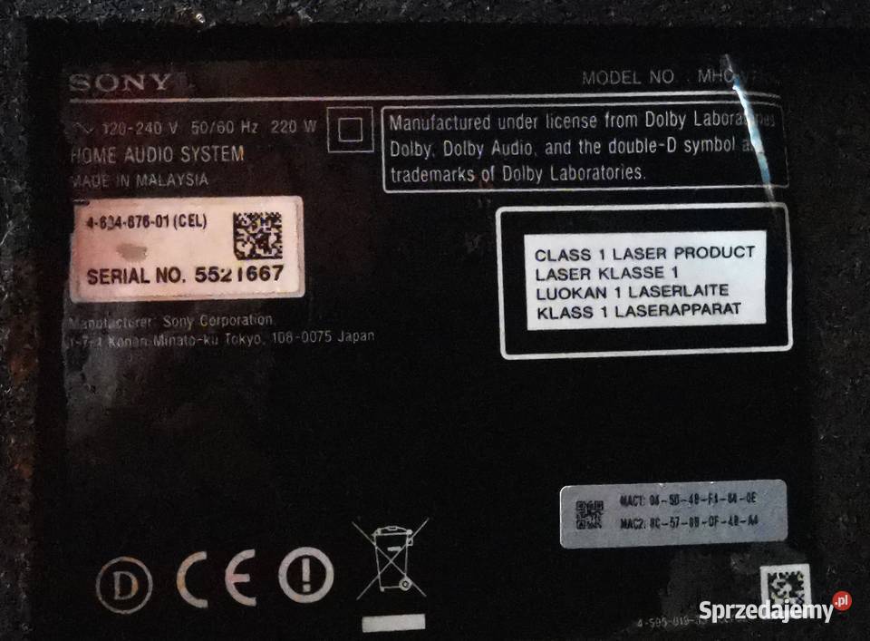 Sprzedam Sony MHCV77DW Pilot Rokosowo
