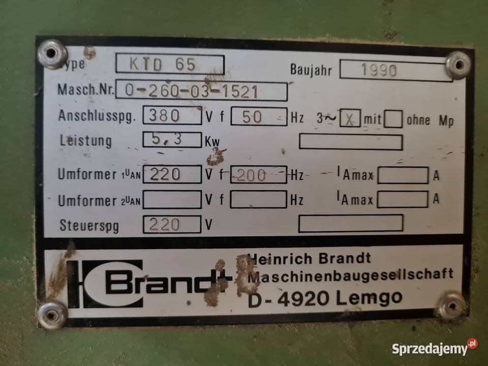 Okleiniarka Brandt KTD 65 1990 podlaskie Białystok