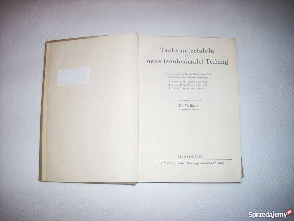 Tachymetertafeln Tablice tachimetryczne 1940 r sprzedam