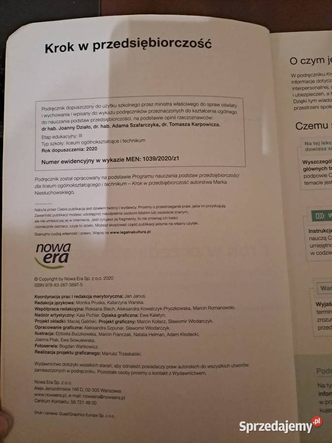 Podrecznik krok w przedsiębiorczość ISBN 9788326738975 Dynów