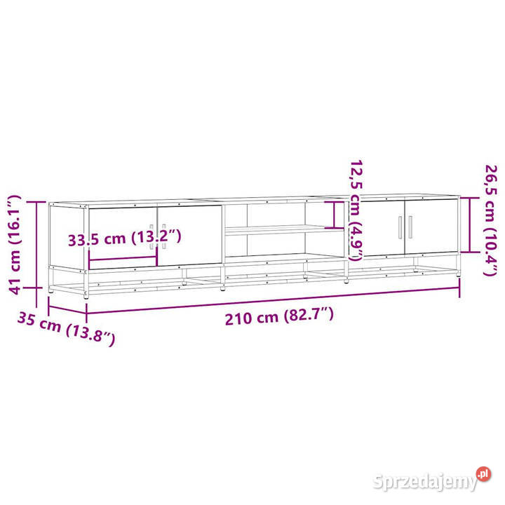 Szafka pod telewizor przydymiony dąb 210x35x41 RTV Warszawa