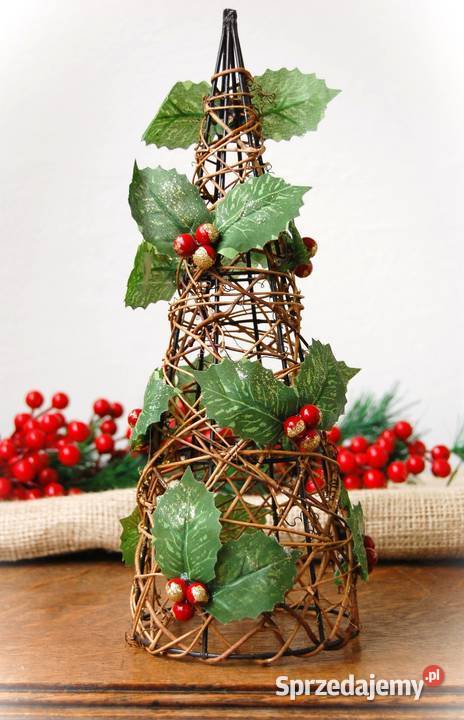 Choinka pleciona ostrokrzew ozdoba świąteczna wielokolorowy Lublin