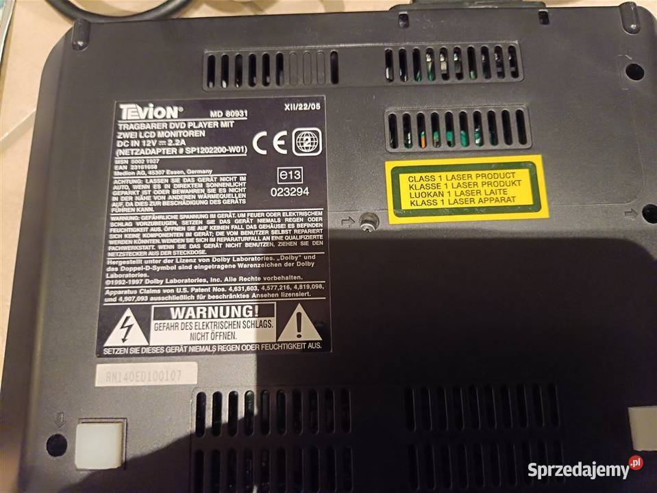 DVD SAMOCHODOWE TEVION MD80931 DWA EKRANY