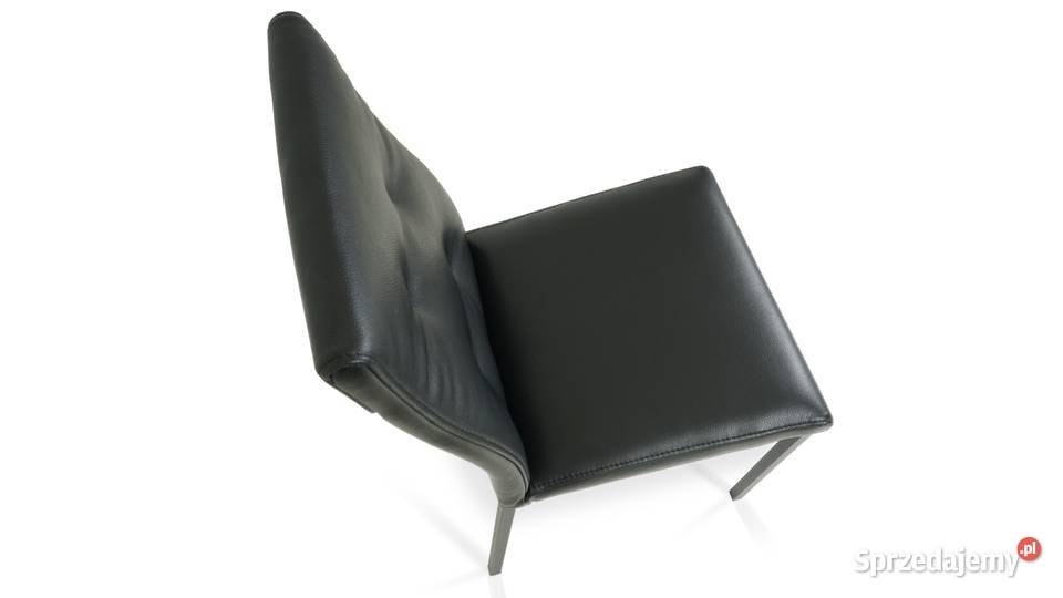 Krzesło PIRA Skóra Naturalna Czarna Nogi Stal 45cm Woźniki sprzedam