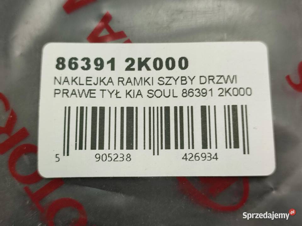 NAKLEJKA RAMKI SZYBY DRZWI PRAWY TYŁ KIA SOUL MT lubelskie