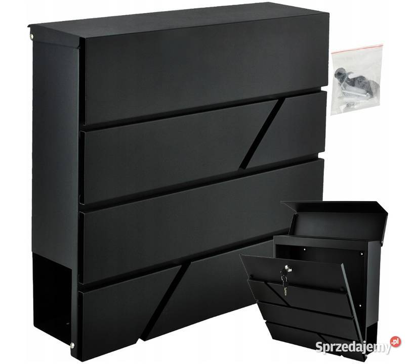 Skrzynka na listy z gazetnikiem czarna ocynk Zielonka