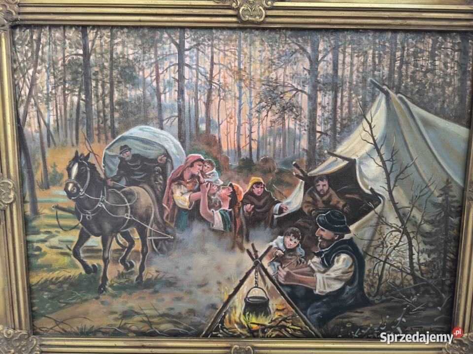 Obraz olejny scena rodzajowa sygnowany Zygmunt łódzkie Łódź