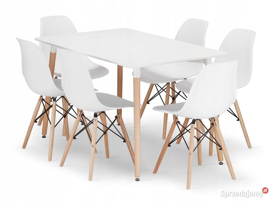 Zestaw mebli stół+ 6 krzeseł białe