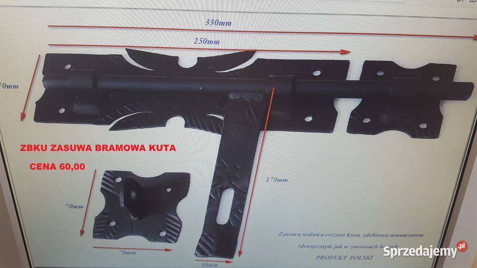 ZASUWKA KUTA do drzwi RYGIEL DO WĘDZARNI Rzeszotary