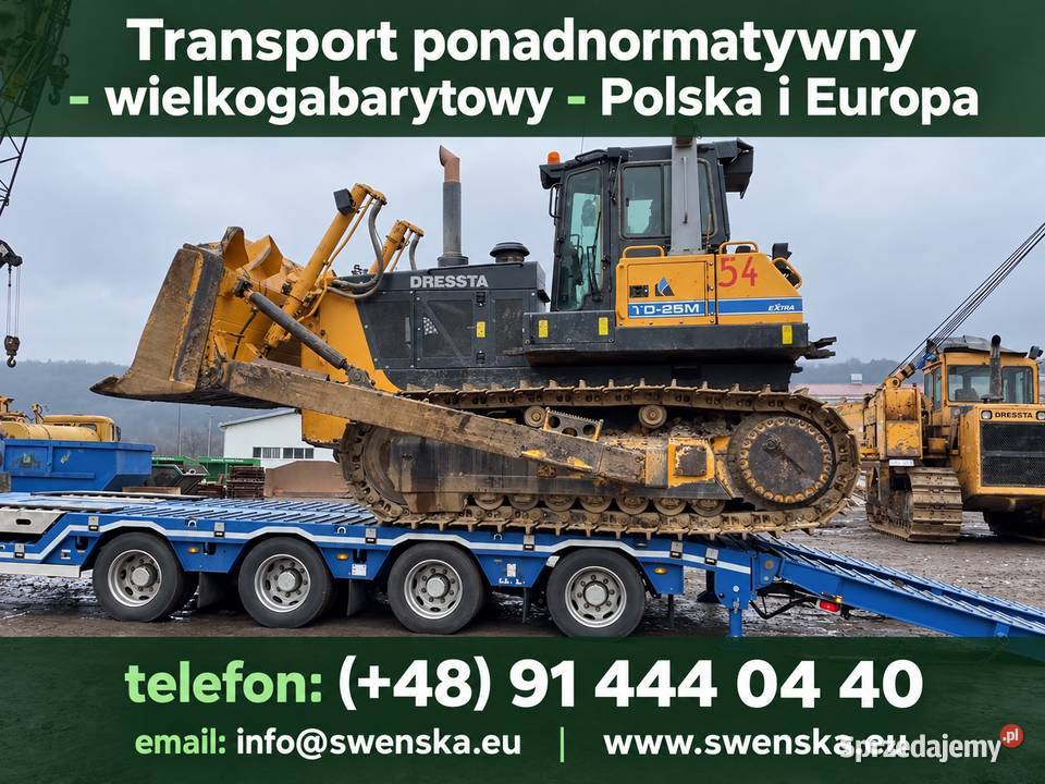 Transport ponadnormatywny wielkogabarytowy Dźwigi, podnośniki