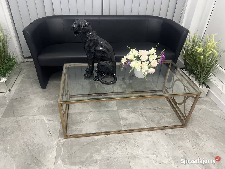 Nowoczesny stolik kawowy szampańskie złote ława Dom i Ogród Nowy Sącz