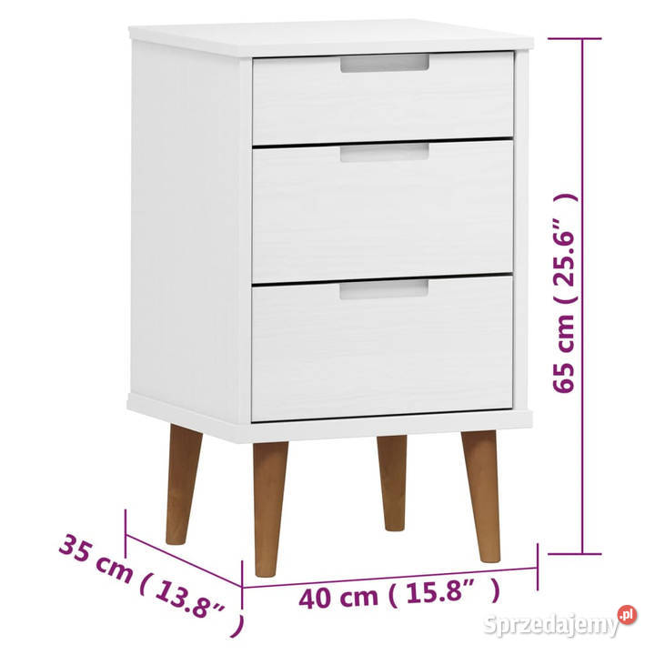 Szafka nocna MOLDE biała 40x35x65 lite drewno mazowieckie Warszawa