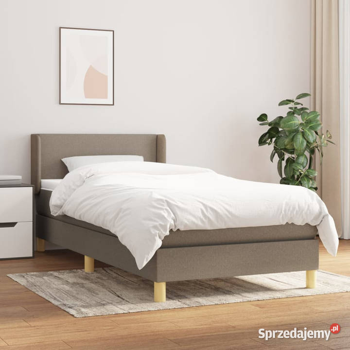 Łóżko kontynentalne z materacem taupe tkanina 83cm Meble