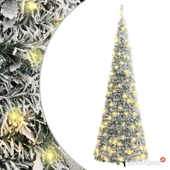 vidaXL Sztuczna choinka popup ośnieżona 200 LED