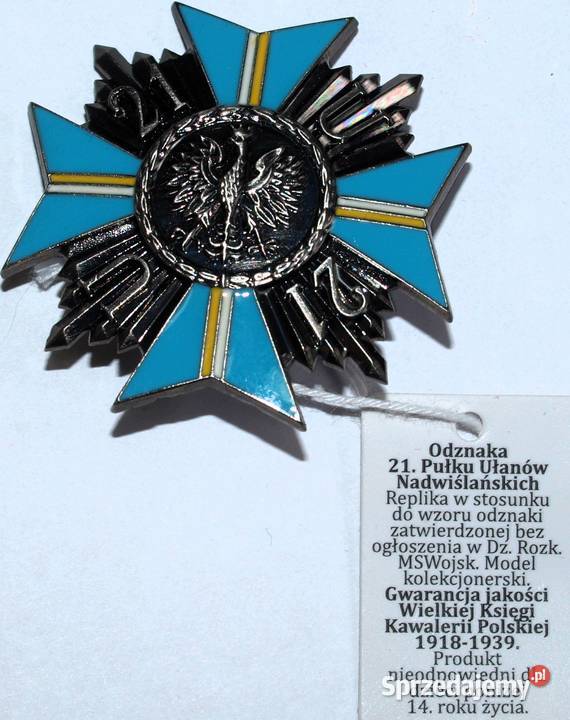 Odznaka 21 Pułk Ułanów Nadwiślańskich II RP Militaria Warszawa