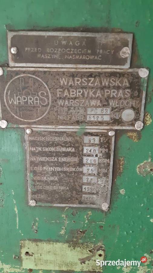 Prasa cierna 60 ton Suchy Las