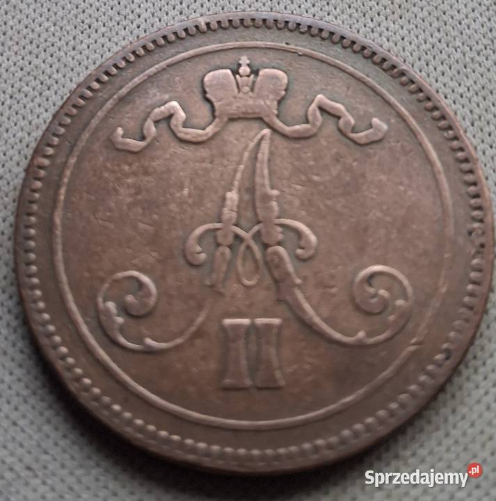 FINLANDIA OKUPACJA ROSYJSKA10 PENNIA1865 r mazowieckie sprzedam