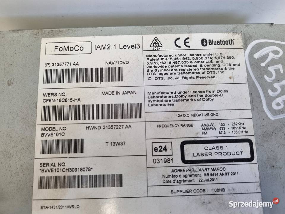 RADIO Volvo V40 II V60 S60 II 31357771AA CZYTNIK Chełm