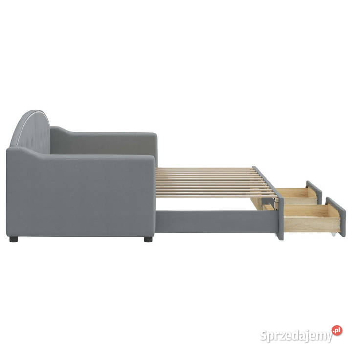 Sofa rozsuwana z szufladami jasnoszara tkanina Warszawa