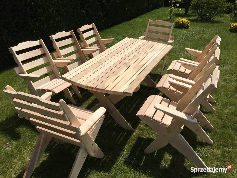Komplet mebli ogrodowych - stół + 8 krzeseł z olchy DOSTAWA