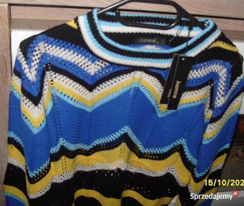 JASMINA Chabrowo żółty sweterek w zygzaki SM Rawicz