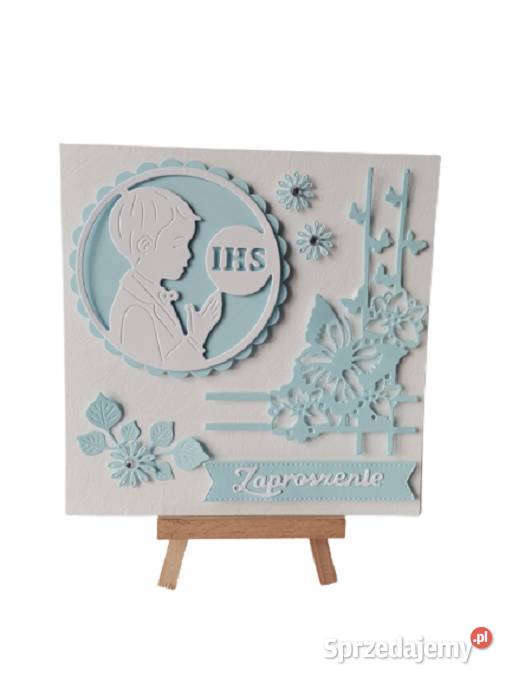 ZAPROSZENIA KOMUNIA CHŁOPIEC Z HOSTIĄ K4 BŁĘKIT wielkopolskie