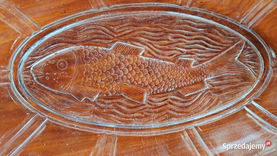 Stary Szklany Półmisek Z Motywem Ryby PRL Świecie sprzedam